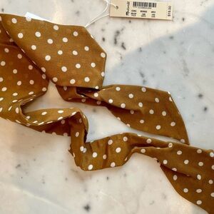 NWT!  MADEWELL Olive Gold & White Polka Dot Hair Scarf